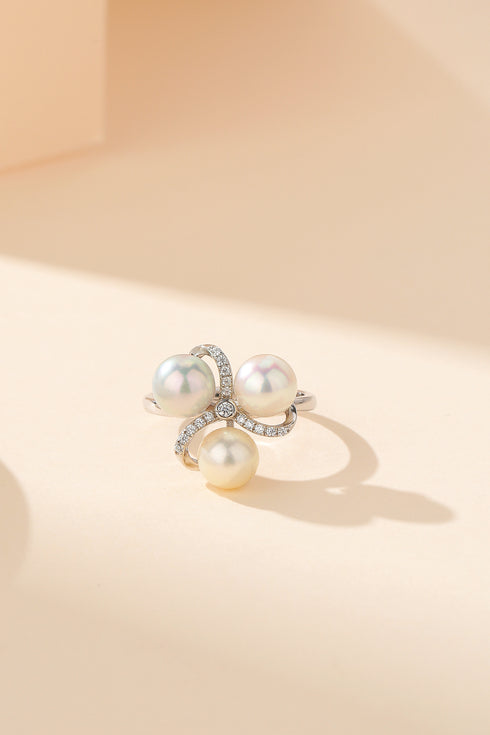 Three Color Seawater Akoya Pearl Ring - House Of Pearls